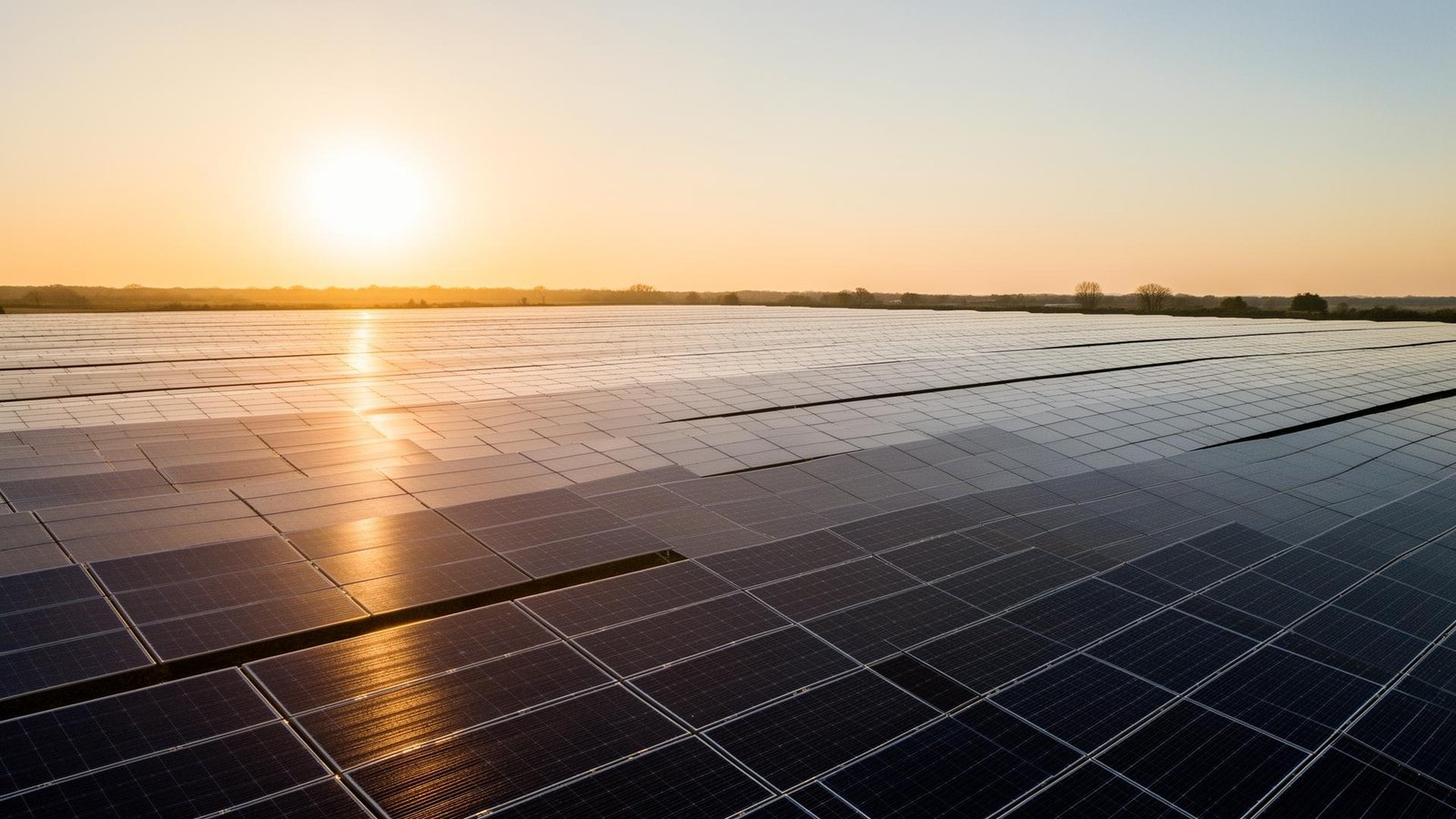 Solar farm at sunrise